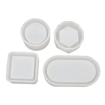 

4Pcs/Set DIY Box Silicone Resin Molds Kit Mini Round Square Flower Pot Storage Mold