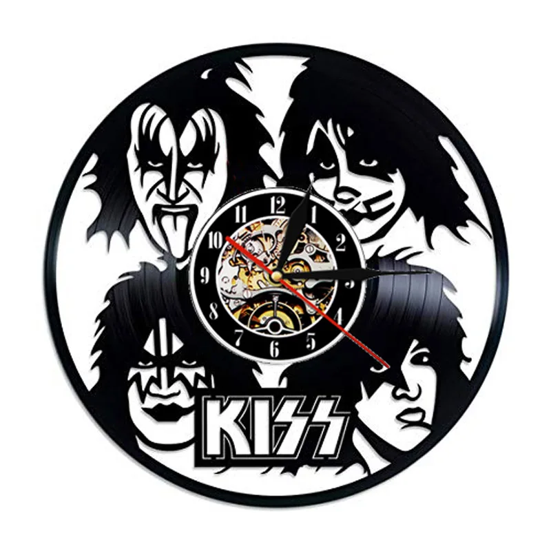 KISS Rock Band настенные часы современный дизайн украшения для гостиной музыкальная
