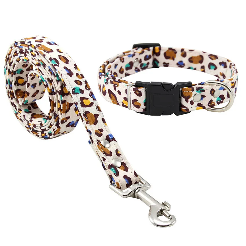 Dog Collars & Leashes Fashion Leopard Dogs Collar Adjustable Puppy