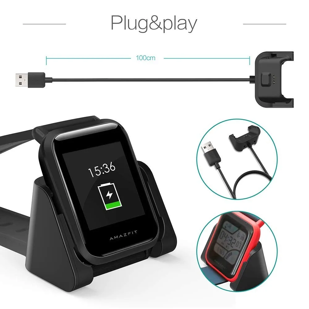 Carga USB Cable base Cargador repuesto Para Xiaomi Huami Amazfit Bip Reloj