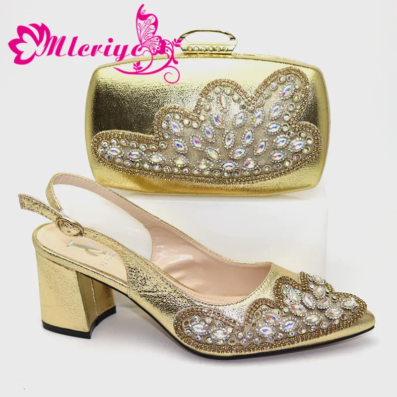 

New Fashion Italian Matching Shoe and Bag Set for Wedding 2020 Matching Shoe and Bag Set In Heels Rhinestone Party Shoes Bag Set