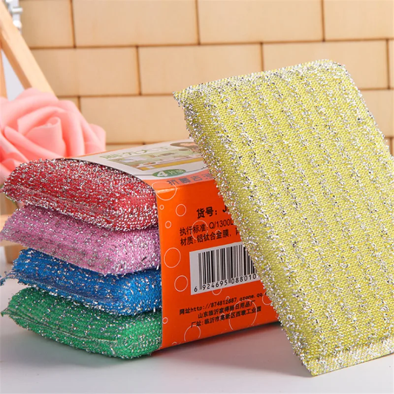 

4Pc Kitchen Sponges Scouring Pad Nonstick Oil Cleaning Cloth Water Absorption Dish Towel Dishwashing Brush Cleaning Tools NS11