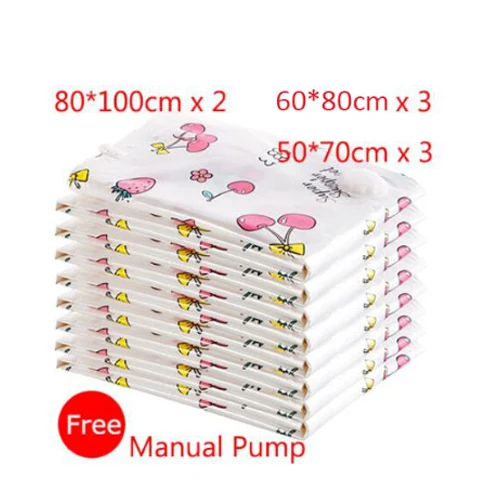 thumbnail image 1 of Boxi 4 piezas/10 piezas/juego de bolsas de almacenamiento al vacío engrosadas, bomba de mano gratuita, manta reutilizable, bolsa de ropa, organizador de paquetes con sello que ahorra espacio, 1 of 6