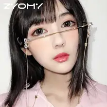 Zyomy женские очки полурамки звезда кристалл кулон бренд дизайнер женские очки без объектива сплав Мода бескаркасные