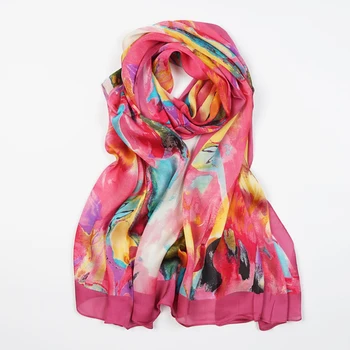 

Women's 100% Pure Silk Long Big Scarf Shawl Wrap Neckerchief 170x70cm multi colors 67"x27.5" TT021-4