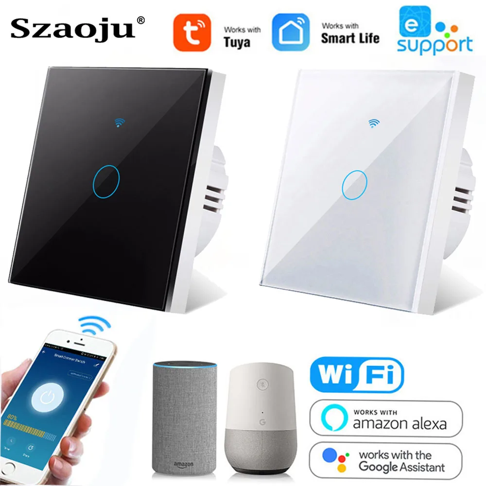 Умный беспроводной настенный выключатель Szaoju 220 В Wi-Fi сенсорная панель настенная