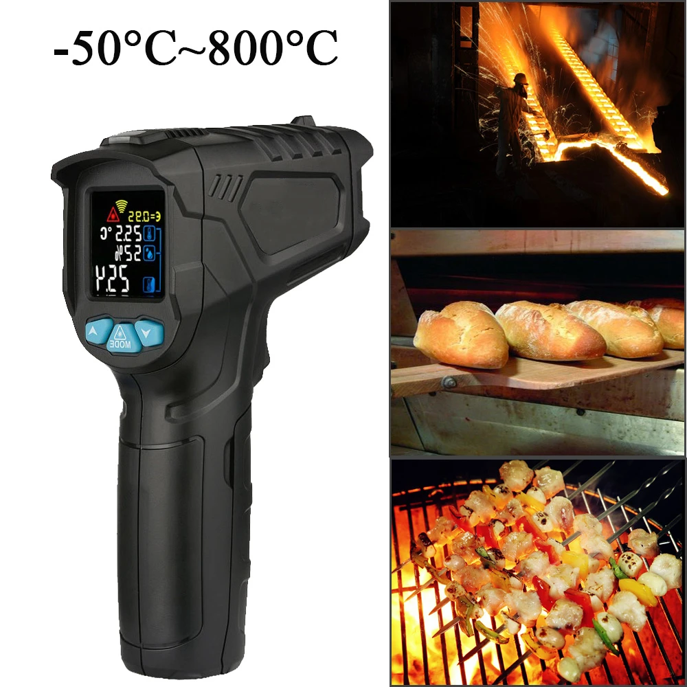

IR01D -50~800 Celsius Non-contact Infrared Humidity Meter Indicate Temperature Digital Thermometer Humidity Meter Pyrometer