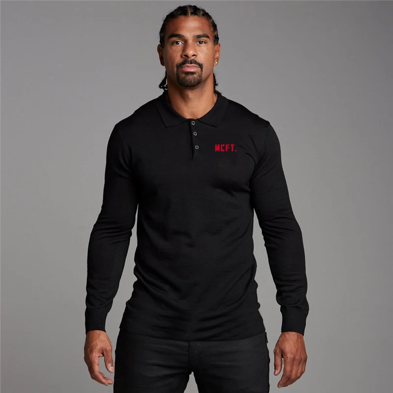 

2020 Mens Workout Casual Brand Bodybuilding Polo Shirt Clothing Polo Shirts Breathable Sports Long Sleeve Fashion Men's Polos