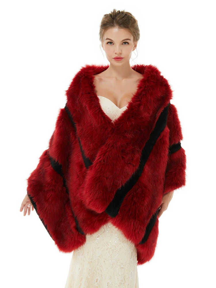 Wedding Cape Women's Bolero Party Stoles Fur Shawl Bridal Jacket 2021 Burgundy Ivory Mariage Wrap Elegant Wedding Accessories