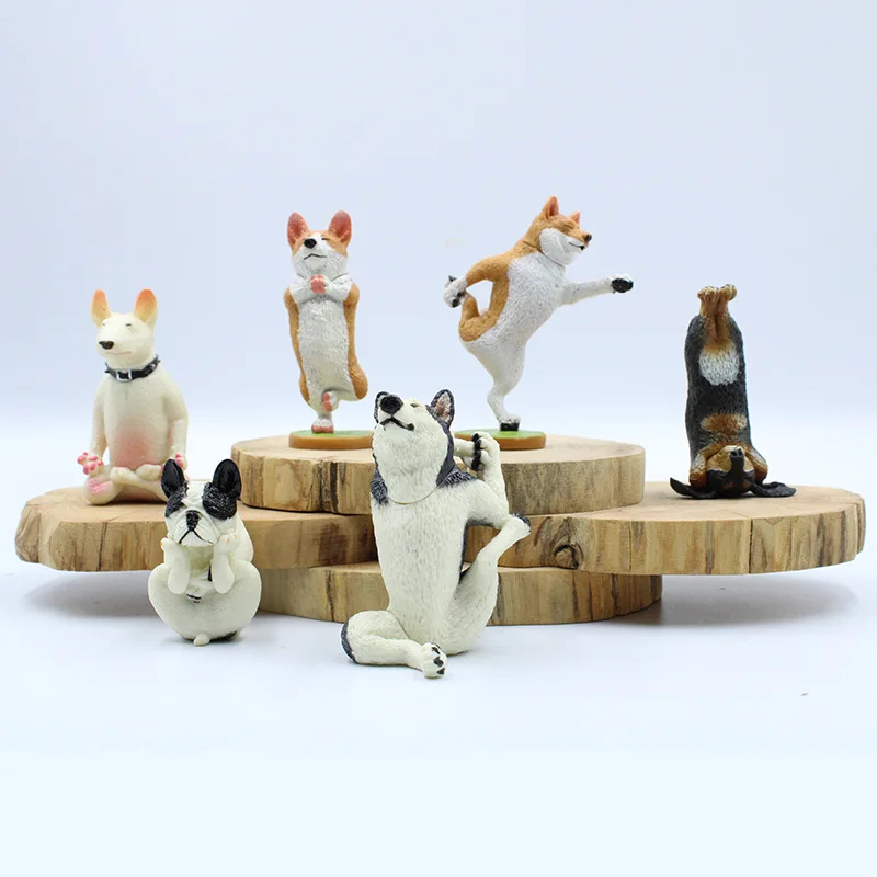 6 шт./компл. миниатюрные милые статуэтки для собак-йоги Сказочный Сад декоративные цветочные горшки домашняя фигурка декор с животными - Цвет: mix