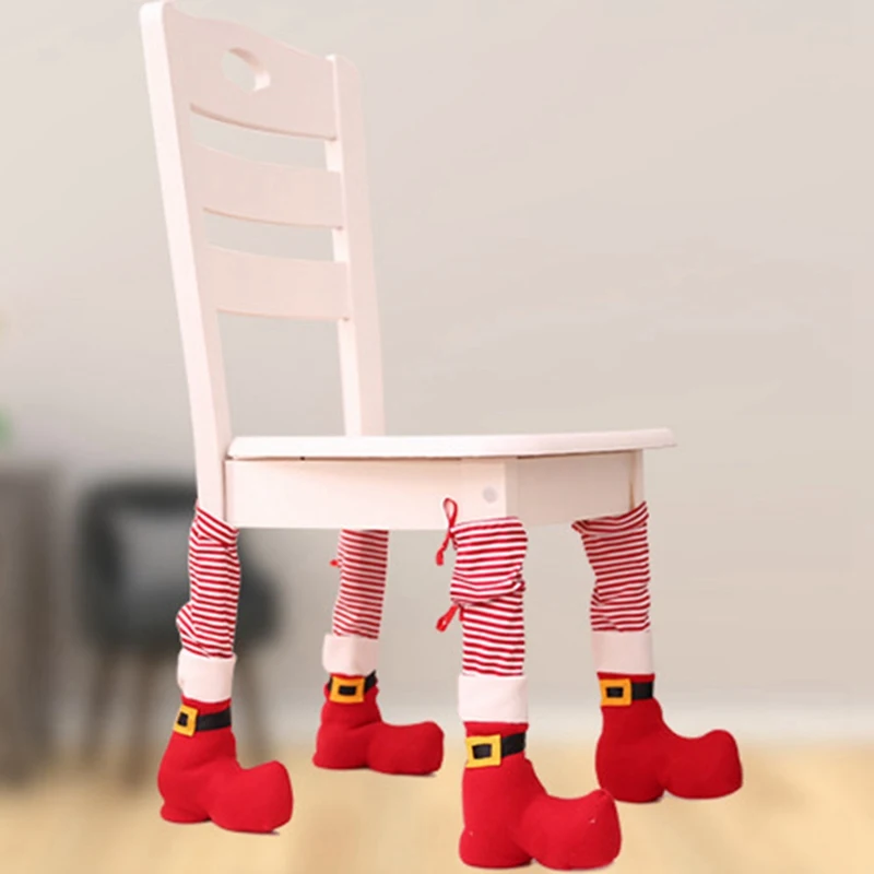 

2019 Christmas Table Decorations 1PC Elf Foot Chair Or Table Leg Covers Xmas Party Dinner Table Party Red Decoration for Home