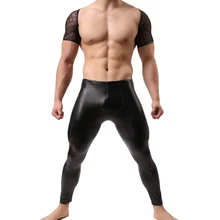 Крутая Мужская сексуальное боди Мужская укороченная Ночная сорочка мужские кожаные штаны сетчатая шаль черные боди Сексуальное белье