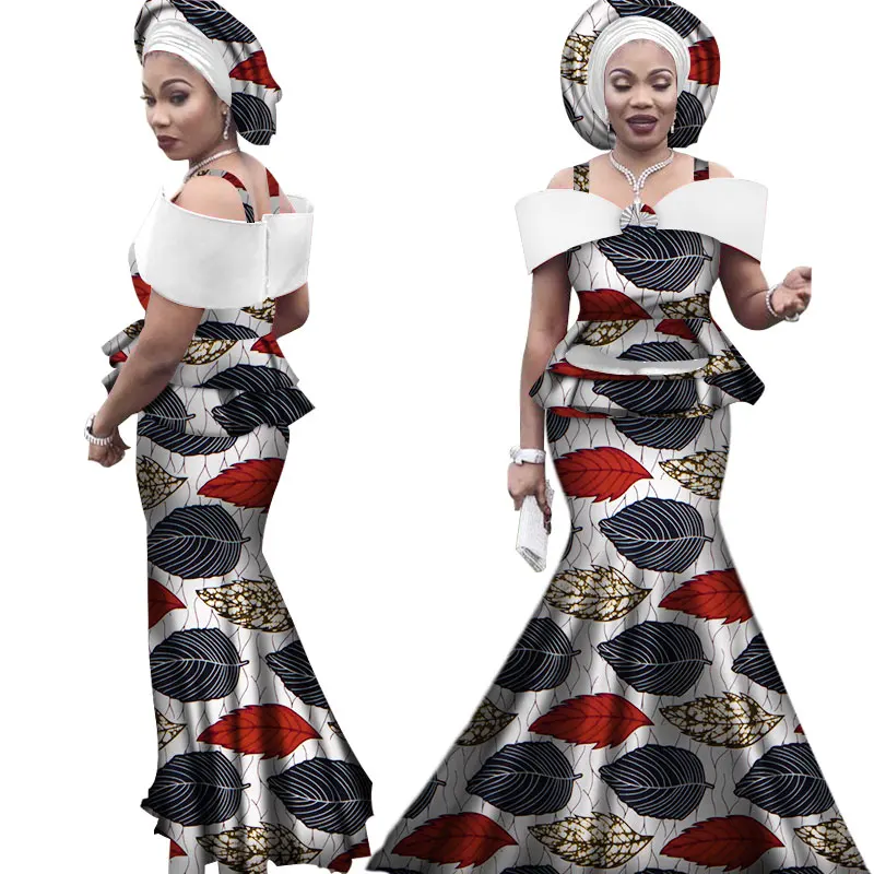 Головная повязка Африканский комплект для Женщин Дашики размера плюс африканская одежда Базен С Коротким Рукавом Традиционная африканская одежда WY3113