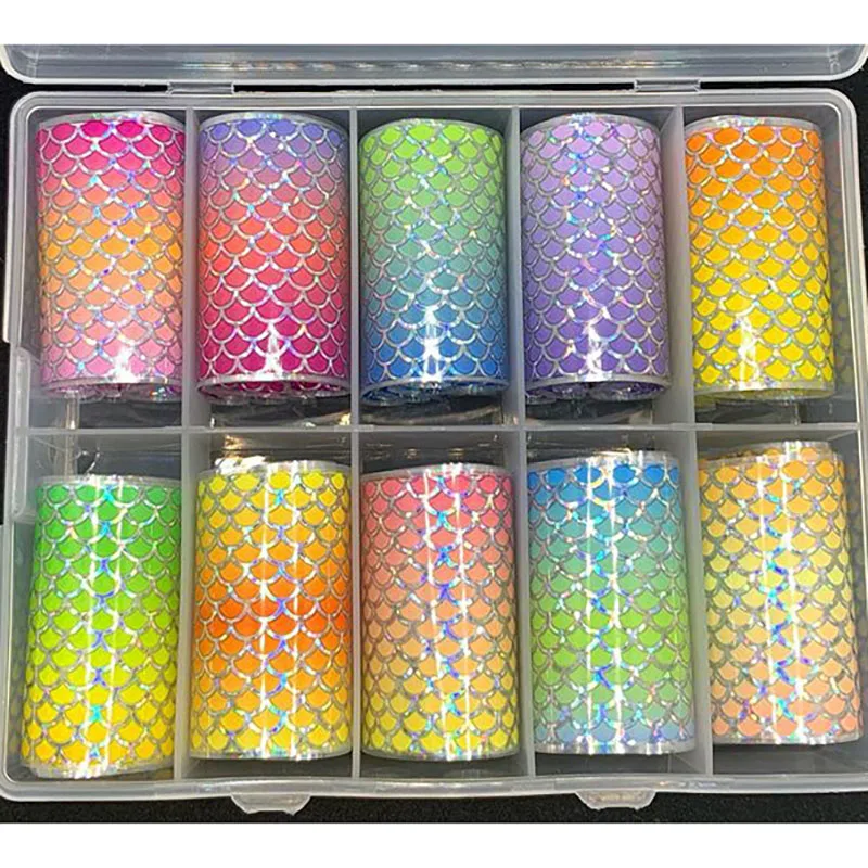 

10 Design/set DIY Transfer Foil Nail Art Stickers Starry Paper Wraps Adhesive Decals Nails Decoration Stickers Foil 4*100cm##