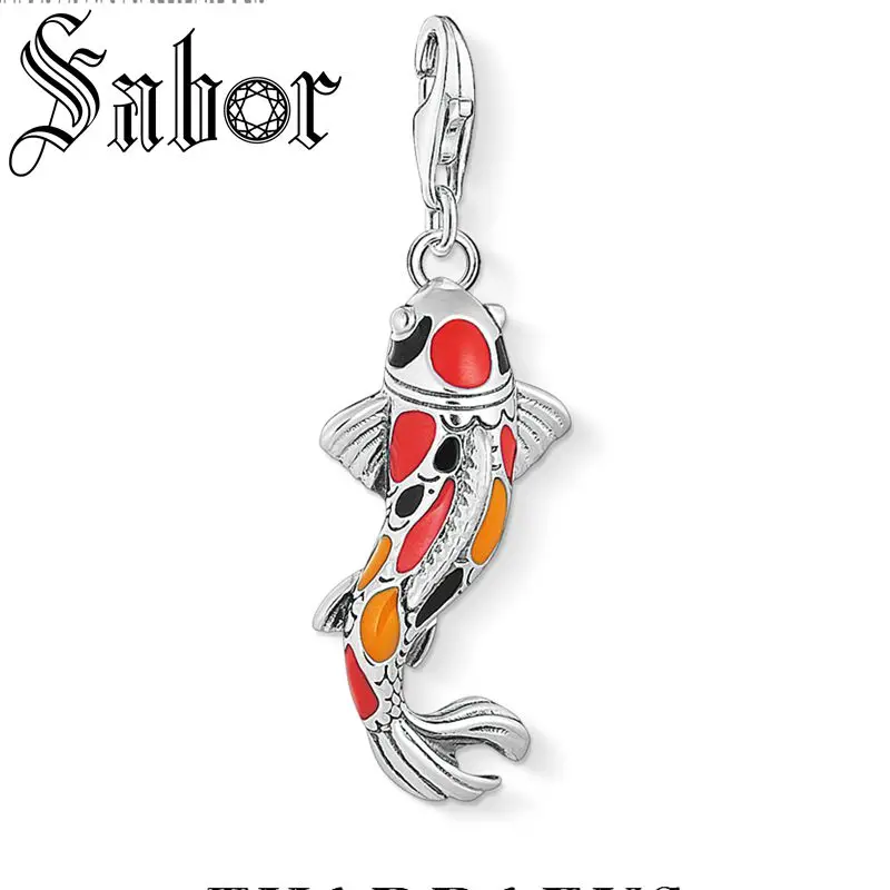 Colorful Koi Fish Charm European Style Jewelry DIY Trendy Gift Silver