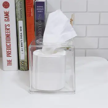

Fashion Acrylic Square Tissue Case Transparent Tissue Holder Paper Storage Box Craft Home Supplies