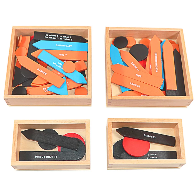 Baby Toy Montessori Language Wooden Toys Sentence Analysis 1st 2nd Set 4 Boxes Early Childhood Education Preschool Training Gift 2