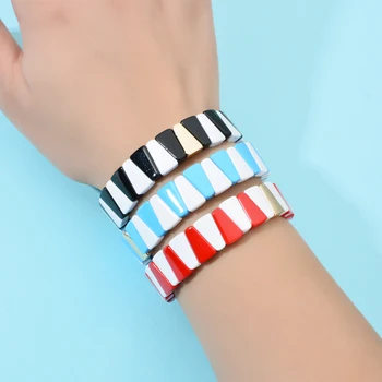 

ZMZY Boho Pulsera Hombre Stackable Friendship Women Enamel Bracelet Beaded Initial Elasticity Bangles Handmade Exquisite Jewelry