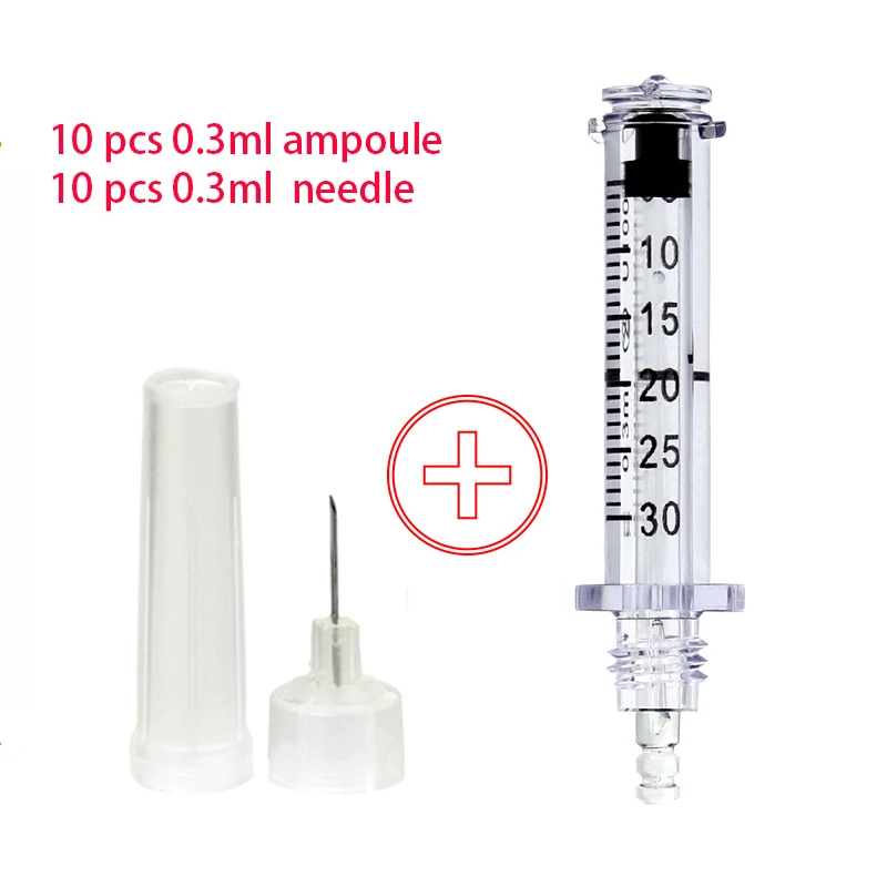 Стерильная ампульная головка 0,3 мл, одноразовый шприц для гиалуроновой ручки, пистолет с гиалуроновой кислотой, распылитель, расходные материалы для красоты, против морщин - Номер модели: 20pcs 0.3ml kit