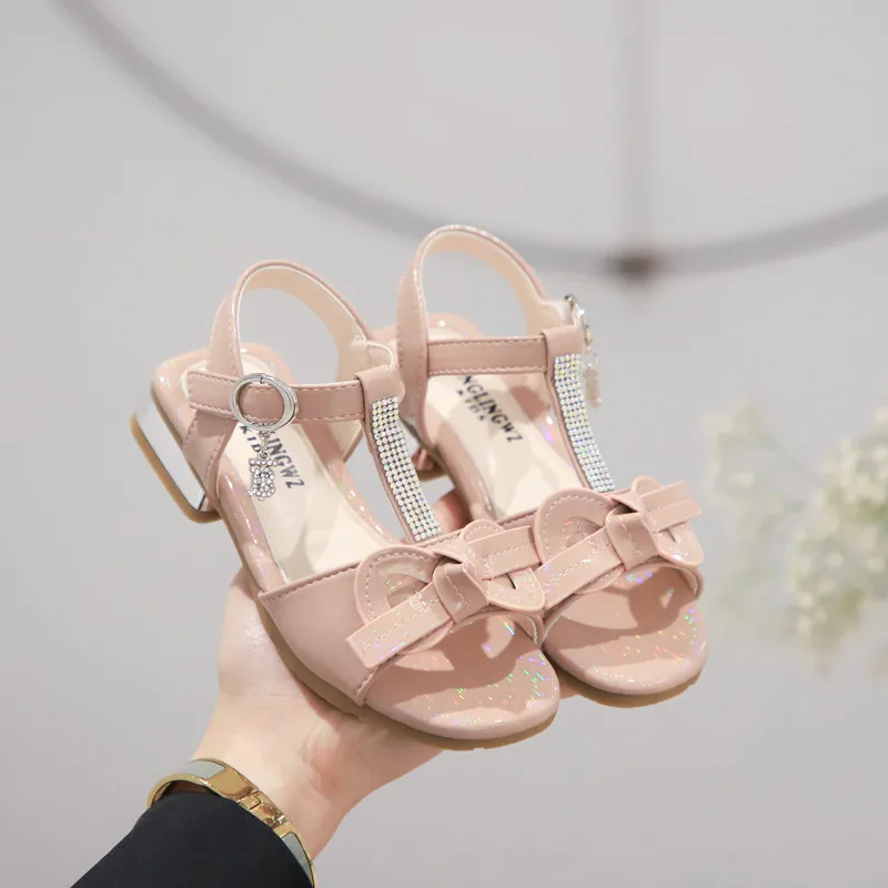 CYSINCOS 2020 New Girls Princess Shoes Spring Summer Children Bow-Knot Sequins Sandals Wild Girl Non-slip Beach Shoes Kid Shoes