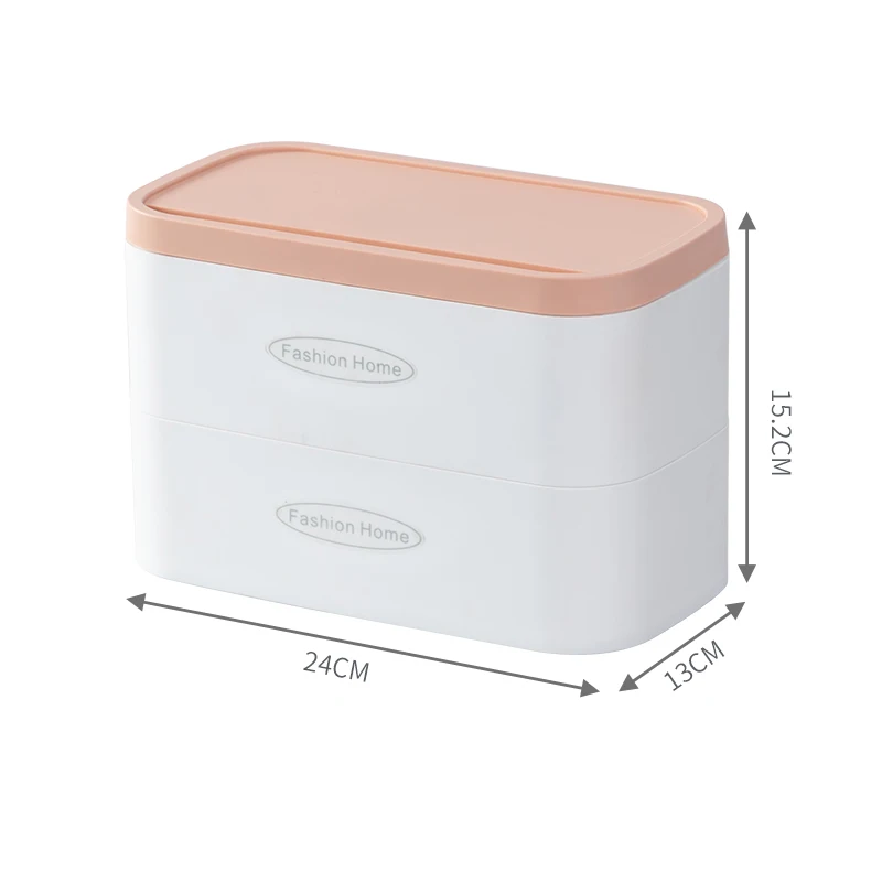 2 grid Pink BNBS, настольная коробка для хранения, органайзер для косметики, шкатулка для украшений, контейнер для макияжа, канцелярский органайзер, пластиковая коробка-Органайзер - Цвет: 2 grid Pink