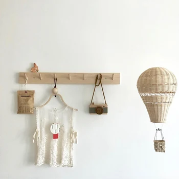 

Handmade Kids Room Decoration Nordic Style Children Bedroom Kindergarten Rattan Hot Air Balloon Craft Wall Hanging Use