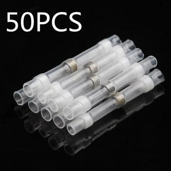 

50Pcs AWG26-24 White Seal Soldering Sleeve Heat Shrink Butt Terminal Electrical Wire Connector Kit Waterproof Insulated