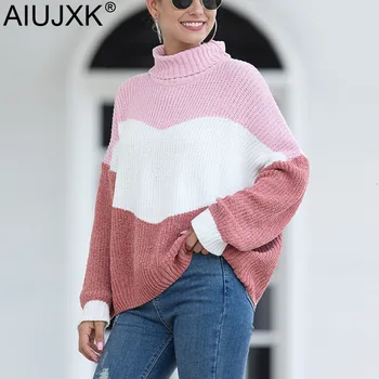 

AIUJXK New Arrival Autumn Winter Turtleneck Women Chenille Fashion Pullover 2019 Female Long Sleeve Warm Loose Sweater Knitwear