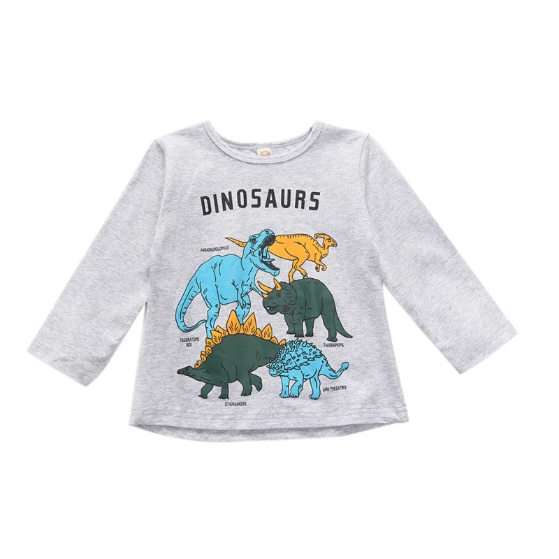 

TAutumn Baby Boys Long Sleeve Cartoon Dinosaur Print T-Shirts Kids Tops Tees Shirts Casual Blouse