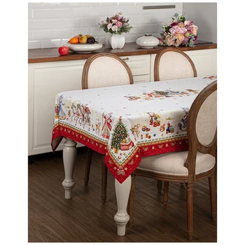 

Tablecloth Happy New Year 140X180cm , Red, 100% Cotton, Twill