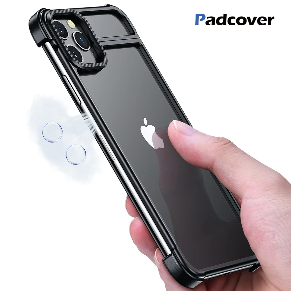 

PADCOVER black Metal frame New fashion Simple case For Iphone 11 11 pro 11 pro max case Tide brand Heat dissipation Anti-fall