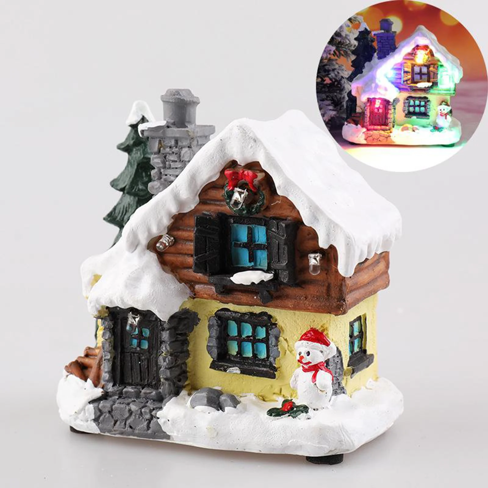 Tabletop Christmas Village Decoration Centerpiece, Home Xmas Party Bedroom Living Room Desktop Decor