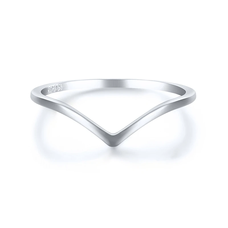 925 Sterling Silver Rings for Women Anti-allergy Smooth Couple Wedding Rings V Shape Smooth Slim Knuckle silver rings silver ring wedding rings