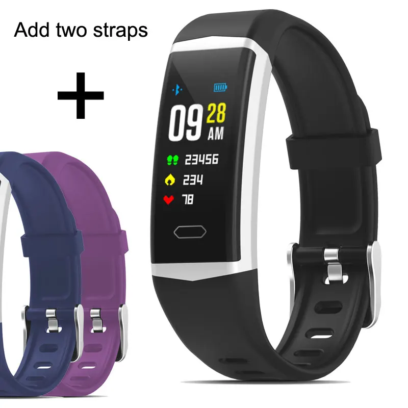 Add 2 color strap Смарт-браслет IP68, часы для фитнеса, браслет для измерения артериального давления, умный Браслет, пульсометр для мужчин и женщин, спортивный фитнес-трекер, браслет, часы - Цвет: Add 2 color strap