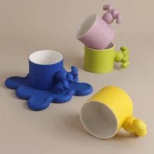 Nordic Klein High-end Ceramic Coffee Mug and Saucer Set Exquisite Afternoon Tea Instagram Blogger Mug and Saucer