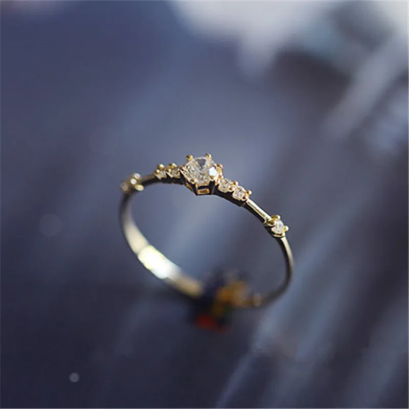 Silver Rings Silver Ring Gold Plated Rings Wedding Rings Gold Plated Silver Ring 925 Sterling Silver 14K Gold Plating Pav&eacute; Crystal Exquisite Wedding Ring Women Light Luxury Temperament Jewelry Accessories