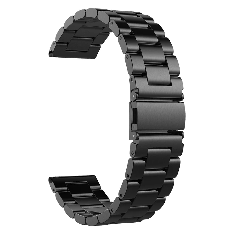 18 мм 20 мм 22 мм ремешок из нержавеющей стали для lenovo watch X для samsung gear S3 s2 galaxy active 42 46 мм ремешок amazfit gtr ремешок Bip - Цвет ремешка: Черный