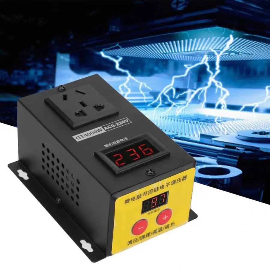 

4000W Adjustable SCR Variable Thyristor Electronic Voltage Regulator Temperature Speed Controller Dimmer AC 220V AU Plug