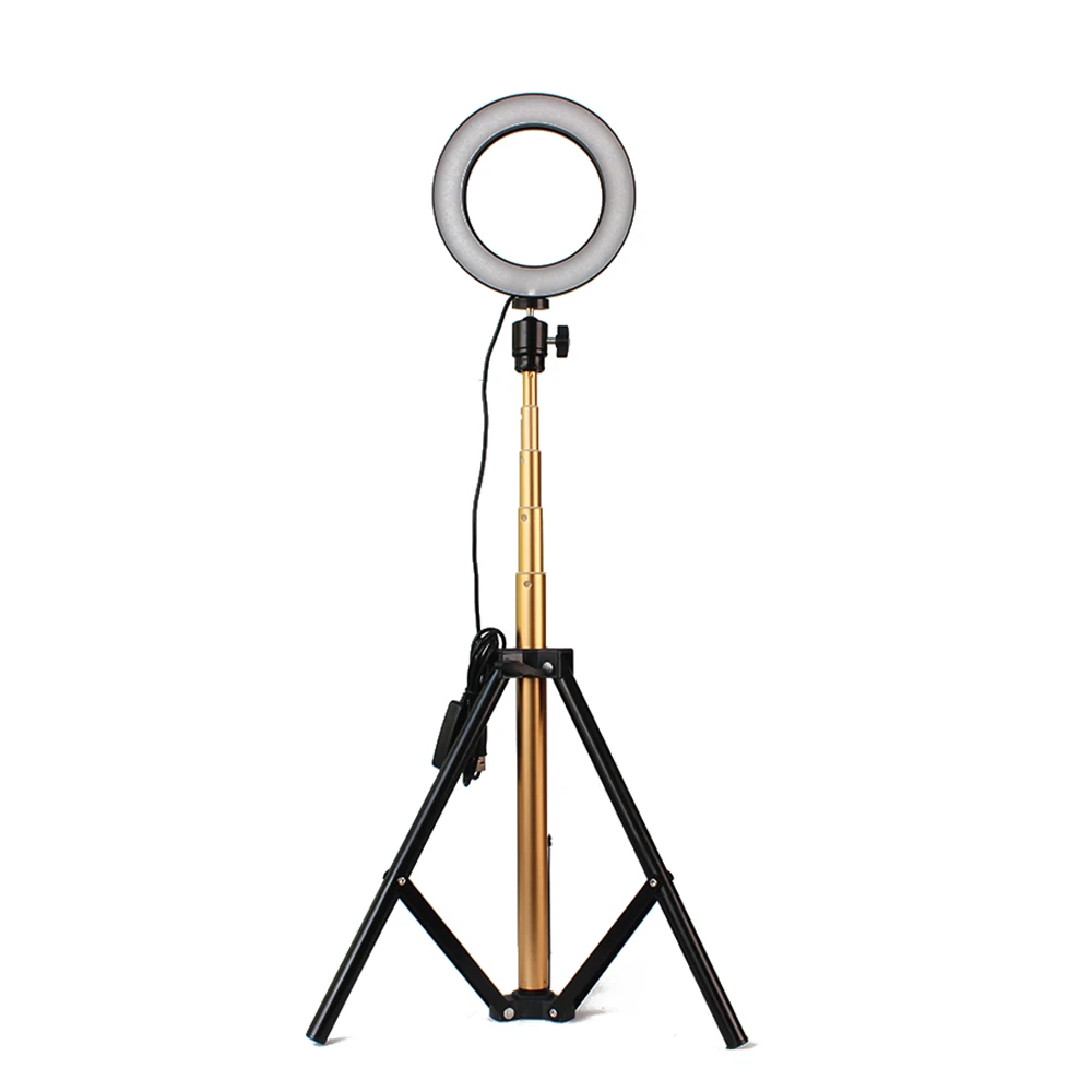

DC5V 7/6/5W LED Light Camera Lamp Telescopic Tripod USB Color Temperature Changing for Live Show Taking Pictures 16/20/26CM Gold