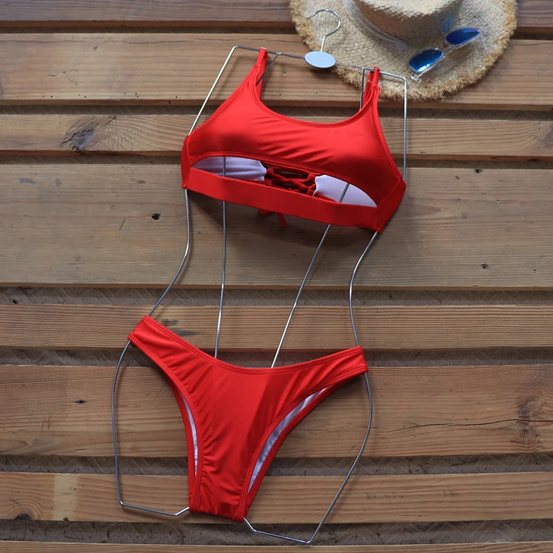 Riseado Cut Out Bikinis Set 2020 Swimwears Women Swimsuits High Cut Bikinis Sexy biquini Strap Beachwear Lace Up Bathing Suit