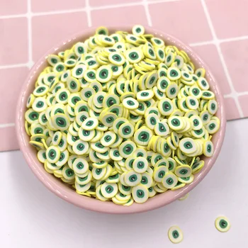

100g Green Eye Shape Clay Polymer Sprinkles for Crafts Phone Decoration DIY Crystal Mud Filling Accessories Nail Art Decor 5mm