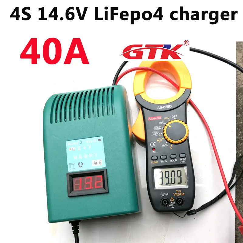 GTK 40A большой ток! 14,6 V литиевая LiFepof батарея высокой мощности смарт-зарядное устройство для 4S 12V 100Ah-400Ah lifepo4 аккумулятор