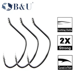 B&U Worm Wacky Barb Hook Fishing hook big ring Carbon Steel Single Hooks tackle Worm Hooks With big eyes Ring 12pcs