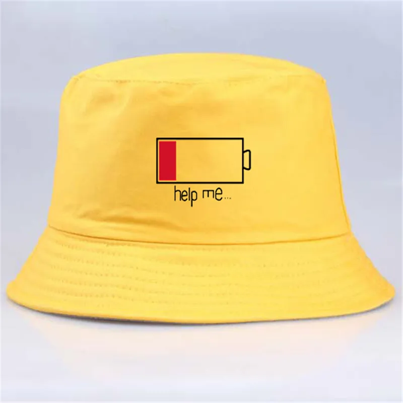 

2020 Men and Women Low Help Me Printed Hat Fan Cool Summer Fisherman Panama Sun Hat Outdoor Hunting Fishing Bucket Hat Cotton