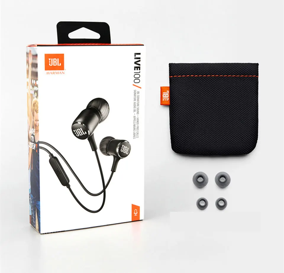 JBL LIVE100 In Ear Headphones 3 5mm Wired Stereo Deep Bass Sound Music Earphones Sports Earbuds Live 100 Sports Headset With Mic