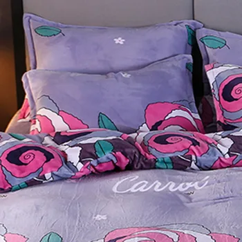 

YanTing Flannel Bedding Sets 100% Microfiber Home Textile Warm And Soft Duvet Cover And Pillow Cases Twin Full Queen King Size