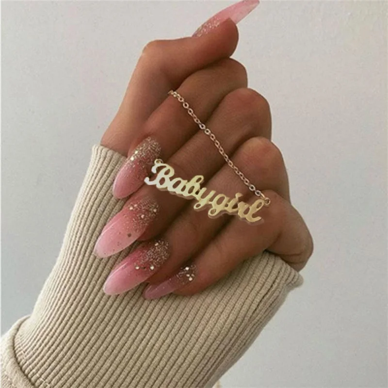 Custom Fashion Stainless Steel Name Necklace Baby Pendant Personalized Customized Nameplate Babygirl Choker Necklace Kid Jewelry