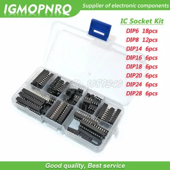 

66pcs/lot DIP IC Sockets Adaptor Solder Type Socket Kit 6 8 14 16 18 20 24 28 pins New