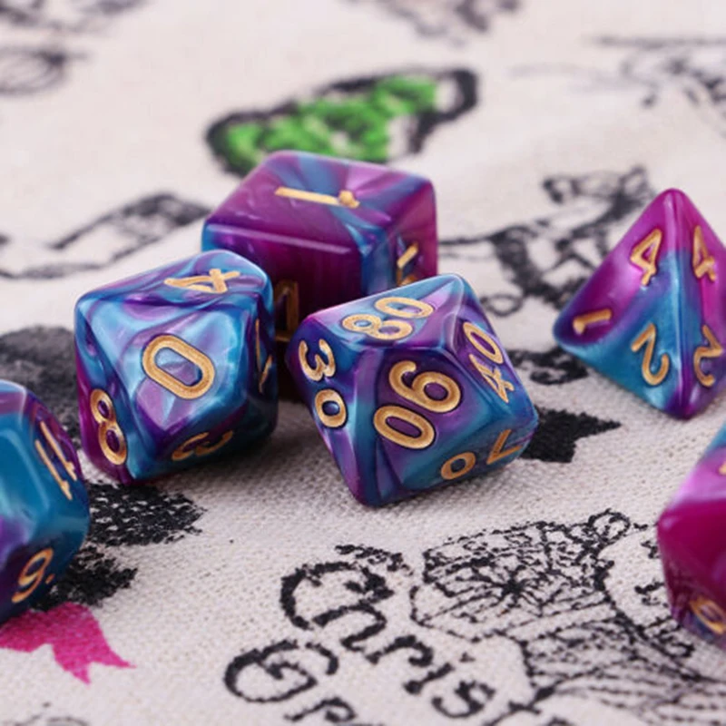 RPG игральные кости DND доска ролевые игры вечеринки Кемпинг барбекю 7 шт. набор акриловый
