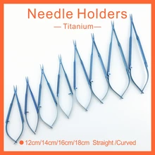 1 шт., титановые хирургические зубные держатели для игл, прямой инструмент, 12 см/14 см/16 см/18 см